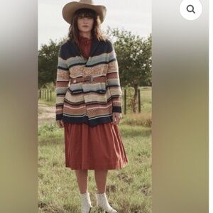 The GREAT Lodge Cardigan with Textured Multi-Colored Stripes and Shawl Collar S